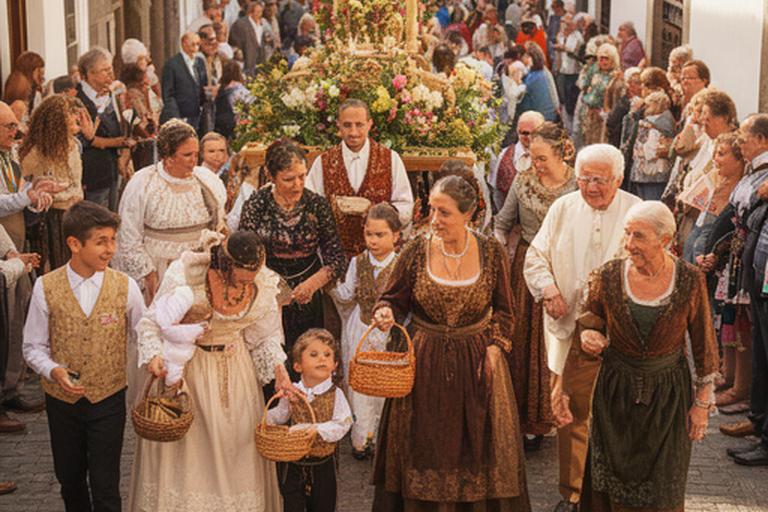 Vecinos de varias generaciones participan en la romería de San Isidro con trajes tradicionales